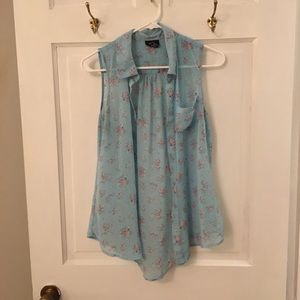 Transparent blue floral rue 21 blouse